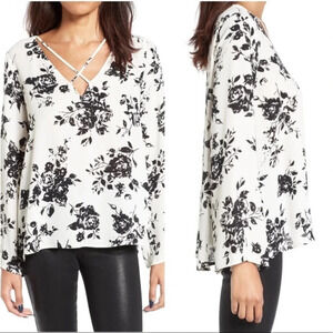 Lush Cross-Front Floral Paisley Blouse Top Shirt S
